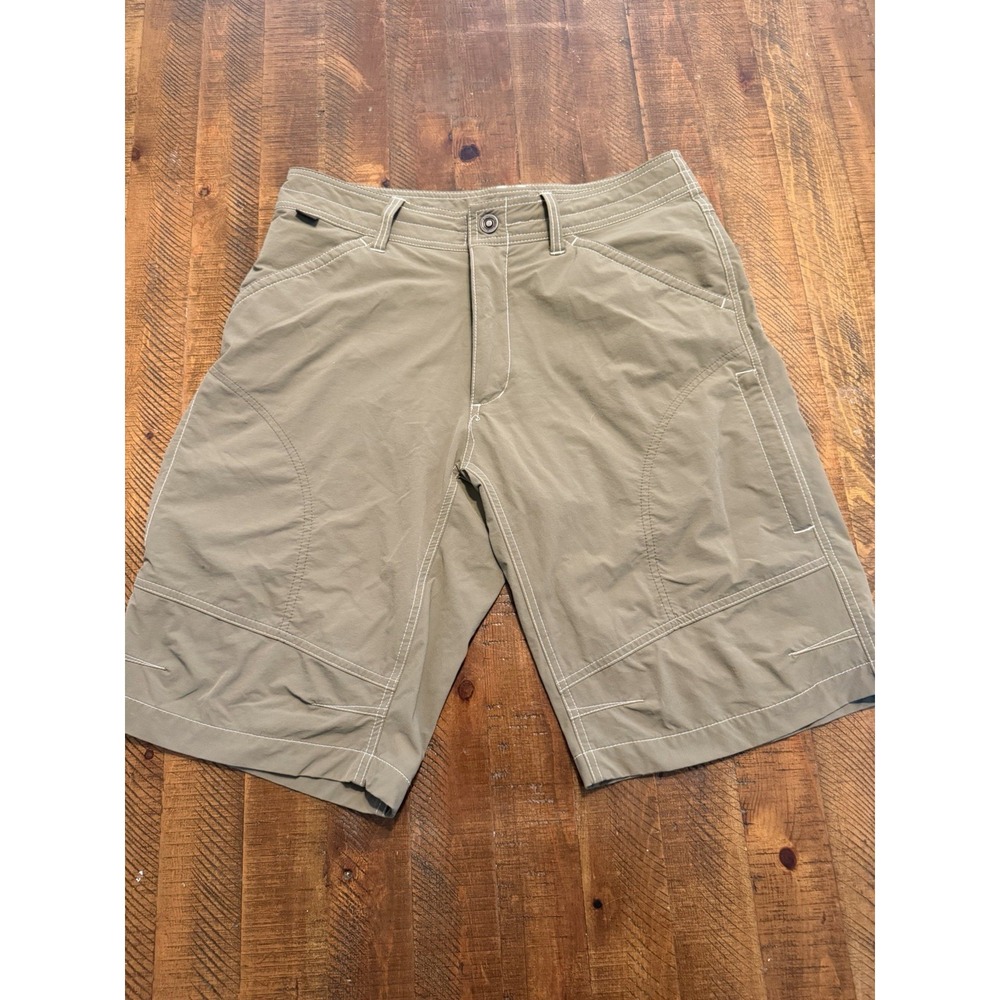 Kuhl Men's Sz 32 Olive Renegade Nylon Stretch Zip Pocket Hiking Cargo Shorts